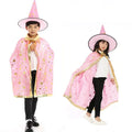 Kids Black Purple Red Carnival Cloak with Witch Hat
