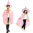 Kids Black Purple Red Carnival Cloak with Witch Hat