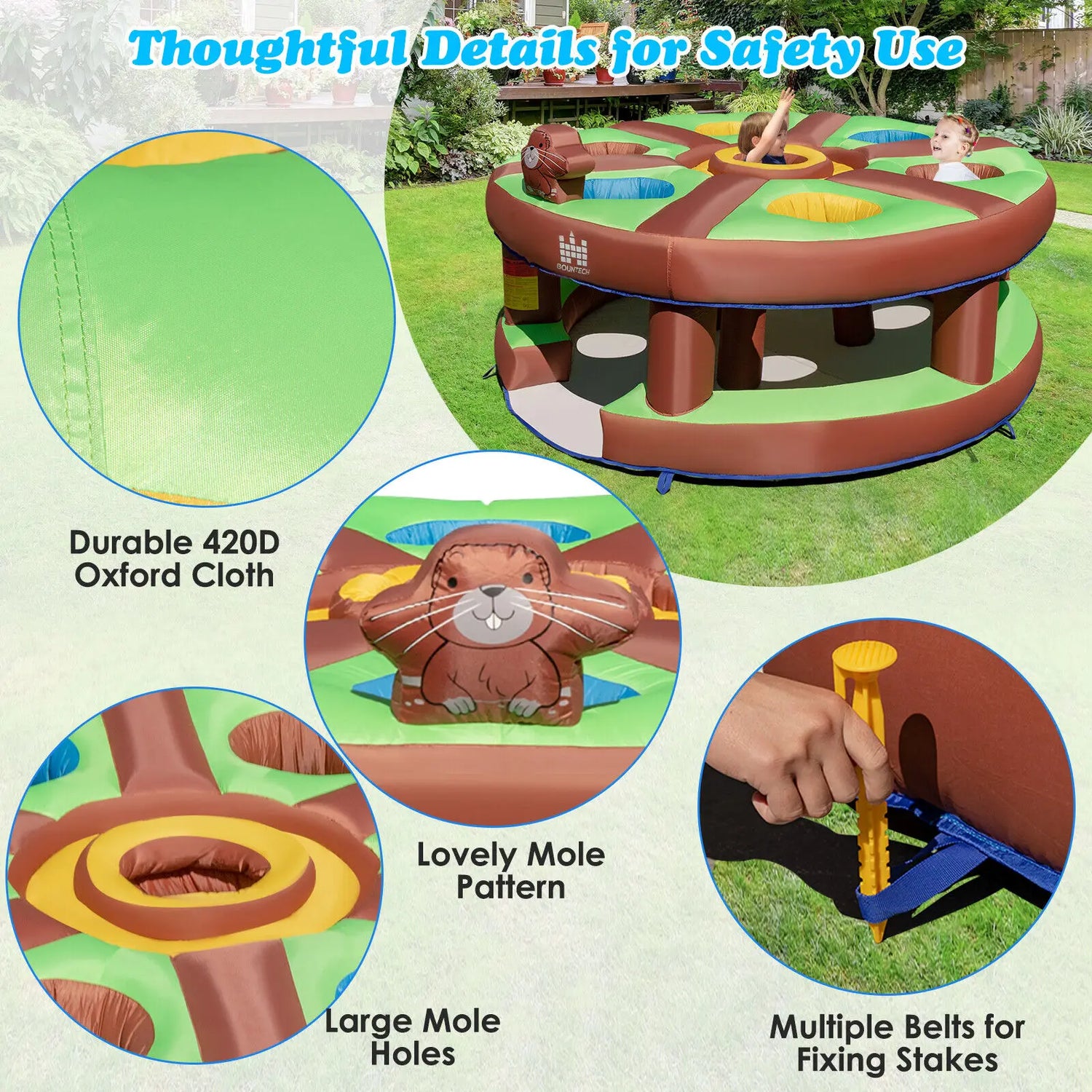 Kids Inflatable Whack-a-Mole Themed Game with 480W Blower childrensterritory
