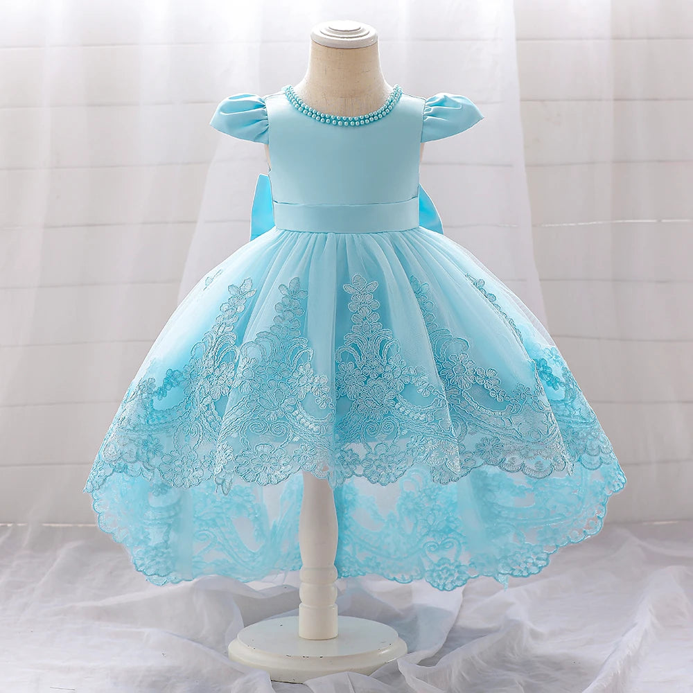 Baby Girls Bow Design Tulle 1st Birthday/Baptism Dresses childrensterritory