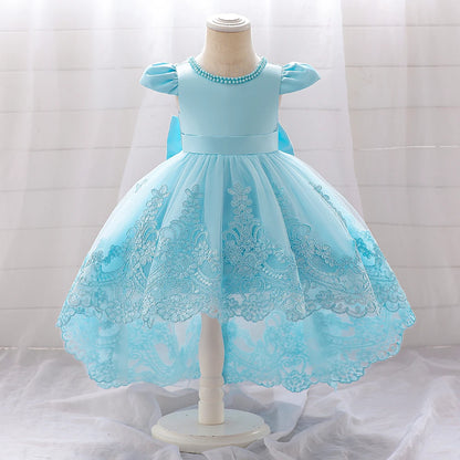 Baby Girls Bow Design Tulle 1st Birthday/Baptism Dresses childrensterritory