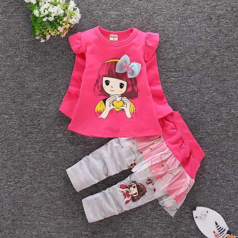 Baby Girls Cute Cartoon Print Sweatshirts + Pants Tracksuit Sets childrensterritory