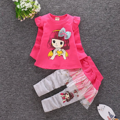 Baby Girls Cute Cartoon Print Sweatshirts + Pants Tracksuit Sets childrensterritory