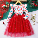 Kids Girls Christmas Style Long Sleeve Party Dresses childrensterritory