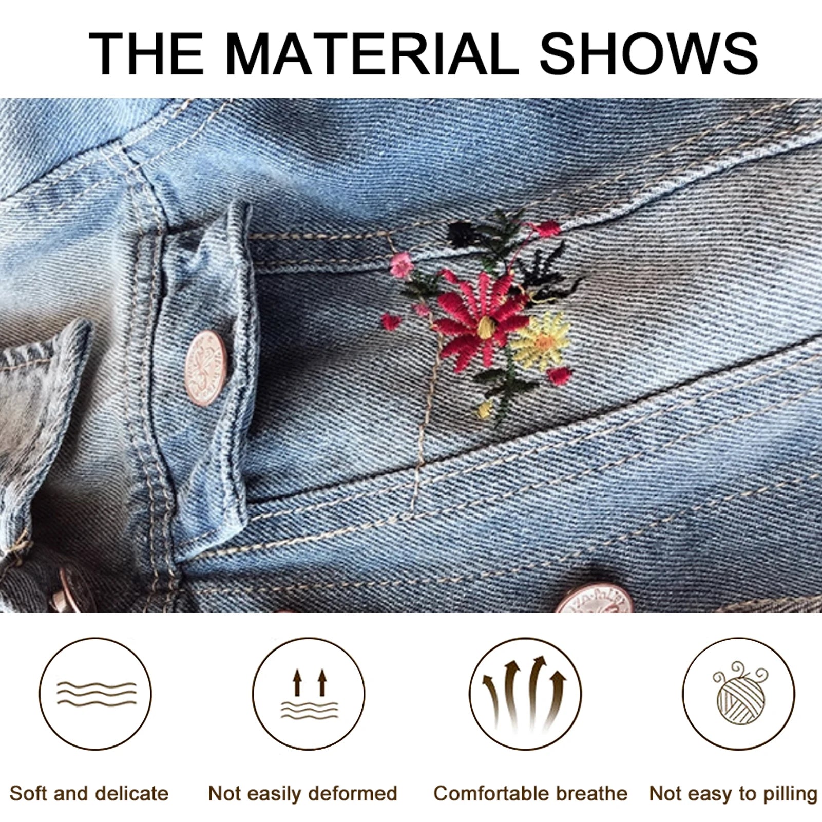 Girls' Flowers Embroidery Design Winter Denim