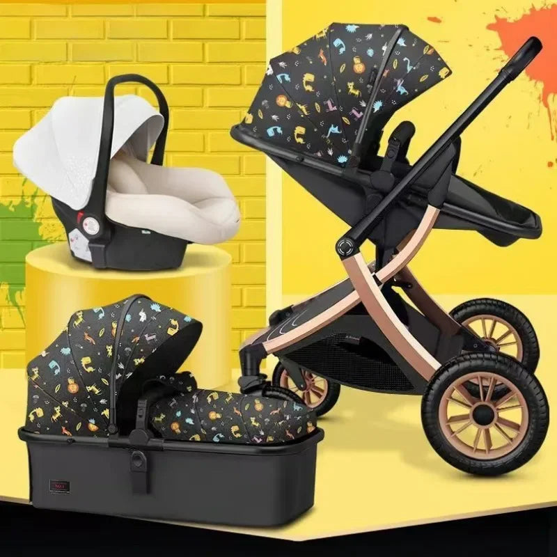 Two-Way Foldable Lightweight Infant Stroller with Car Seat