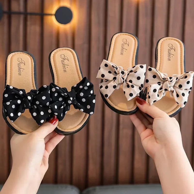 Nonslip Cross Slippers with Bowknot for Kids Girls
