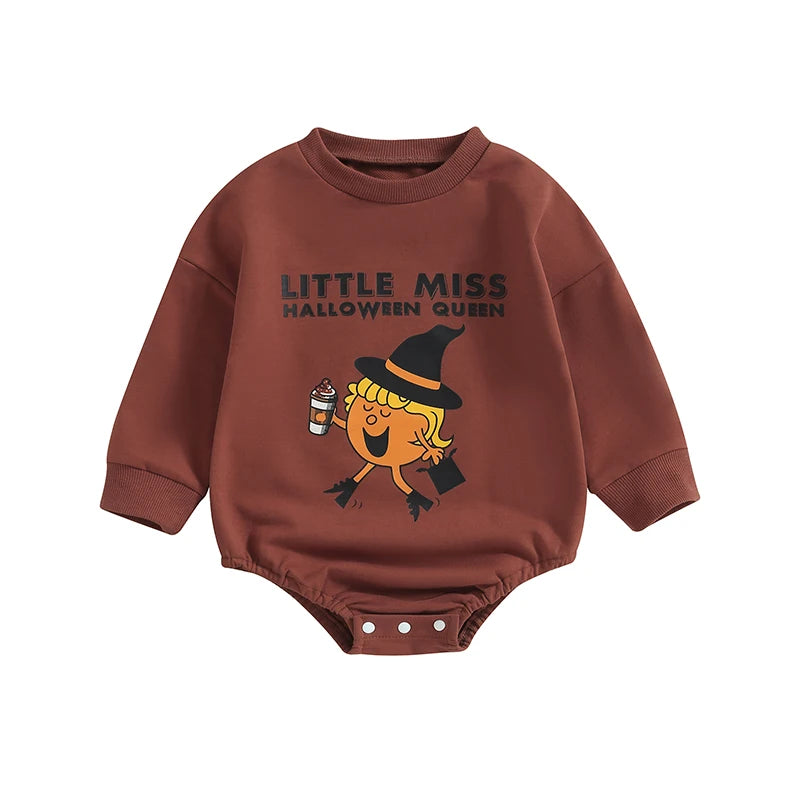 Baby Girl Letters Pumpkin Print Halloween Bodysuit