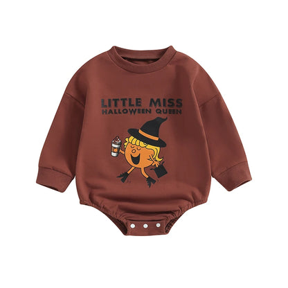 Baby Girl Letters Pumpkin Print Halloween Bodysuit
