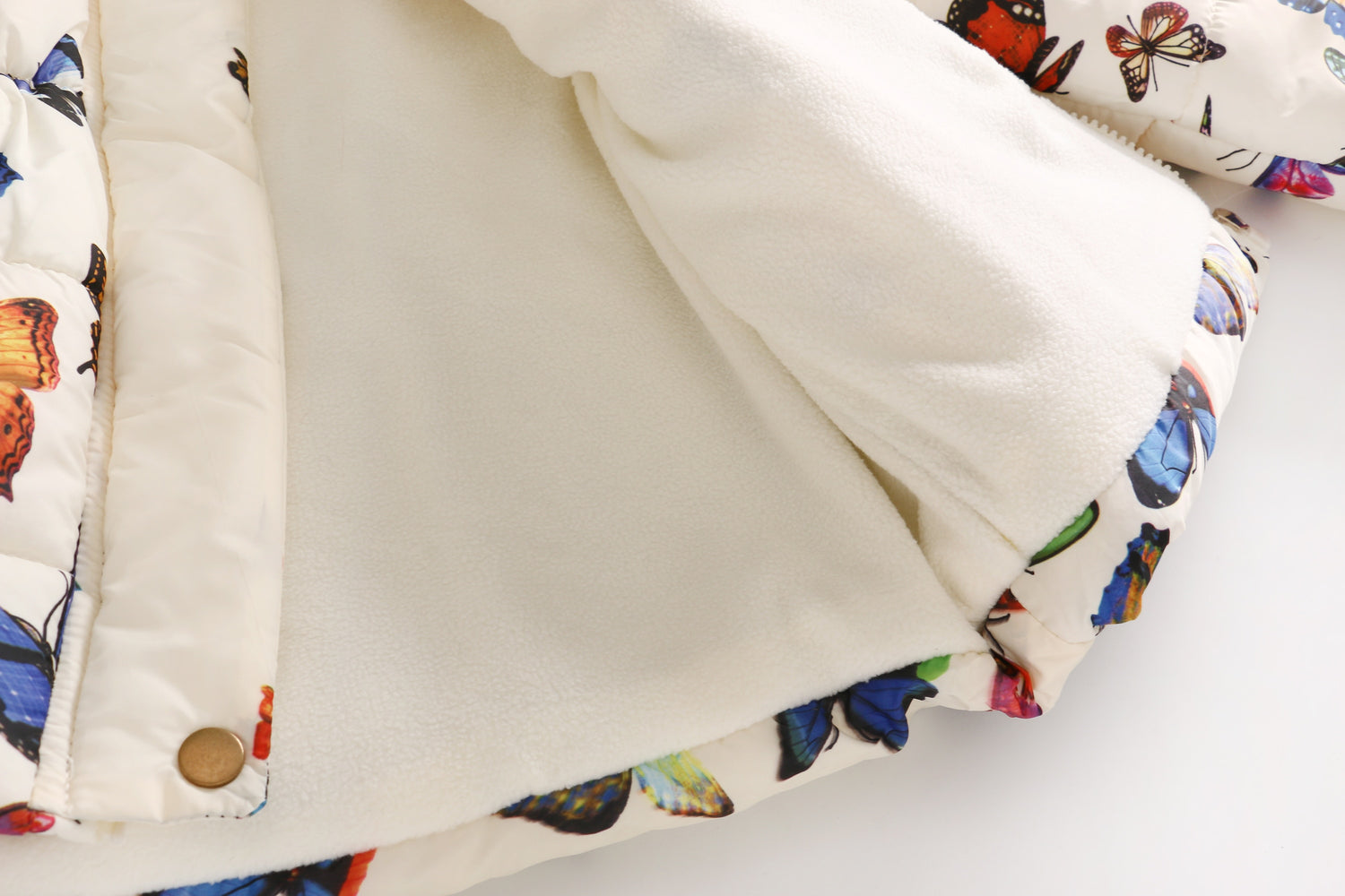 Kids Girls Cotton-Padded Flower Print and Fleece Hooded Jackets childrensterritory
