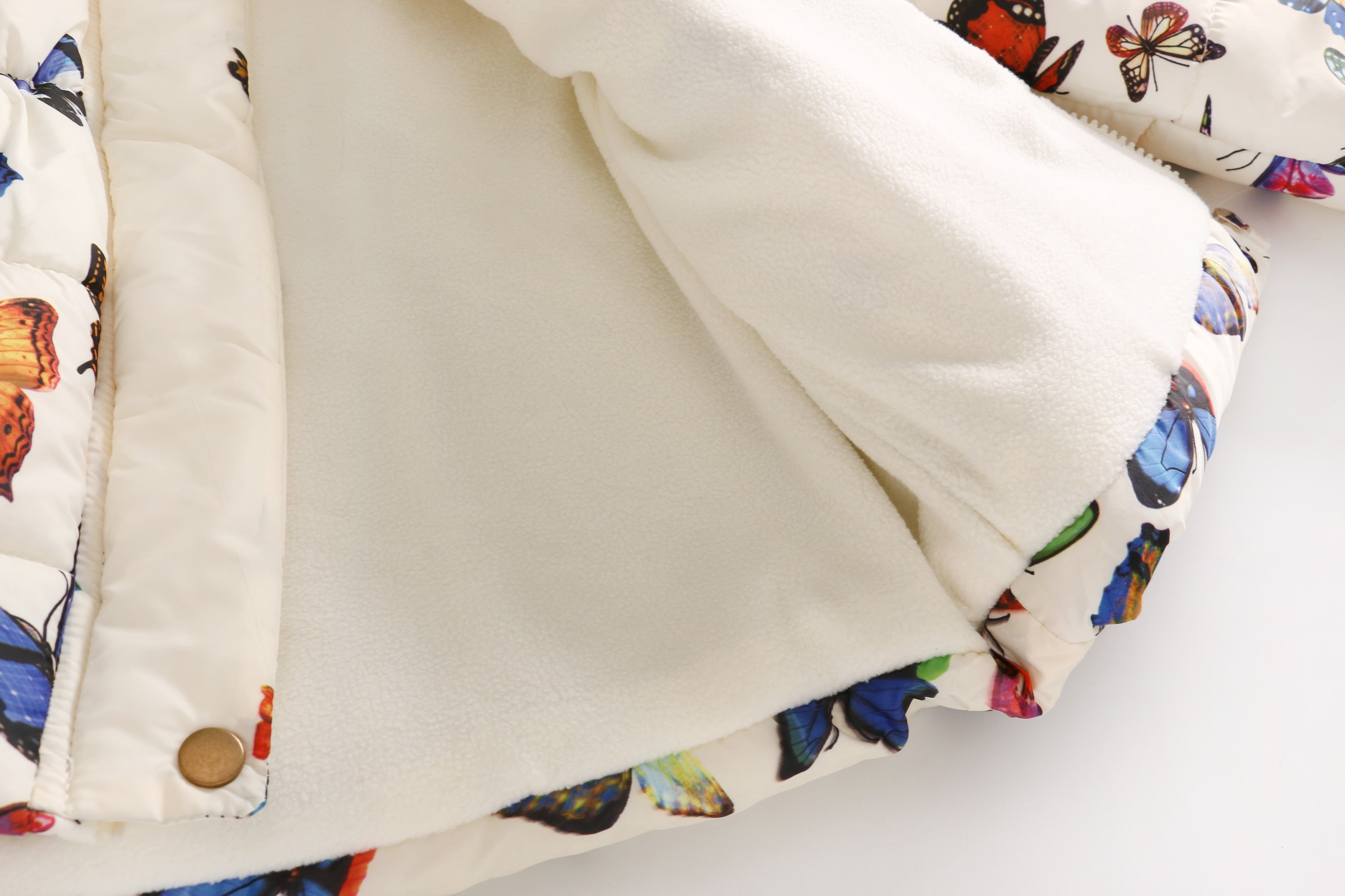 Kids Girls Cotton-Padded Flower Print and Fleece Hooded Jackets childrensterritory