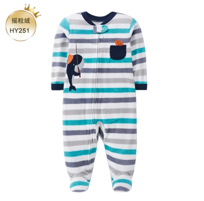 Newborn Baby Zipper Up Overalls Fleece Romper for Winter childrensterritory