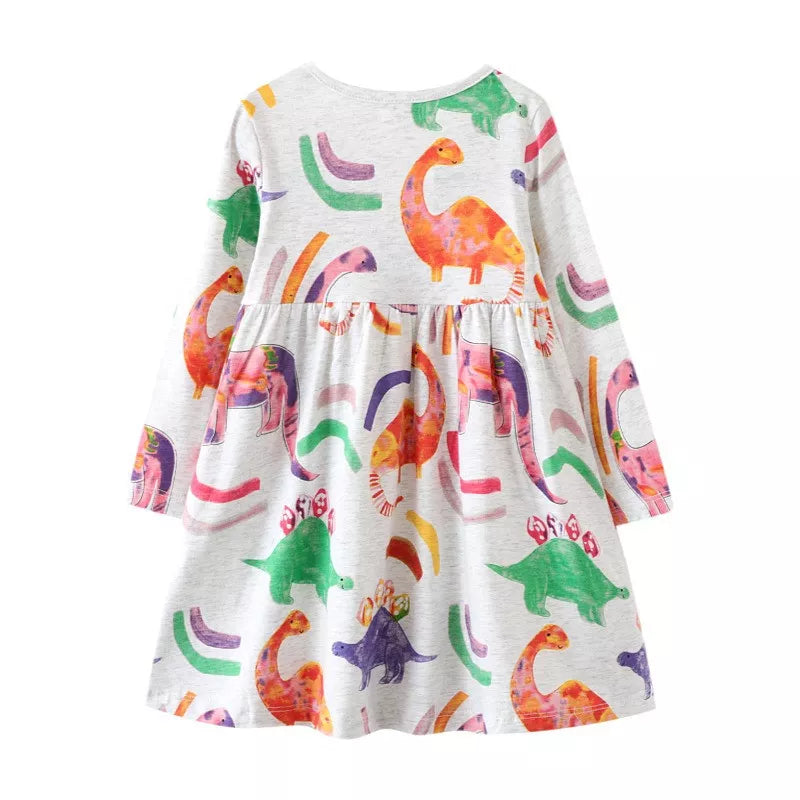 Kids Girls Long Sleeves Printed Princess Dresses childrensterritory