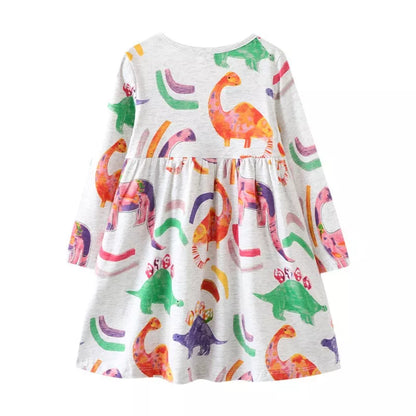 Kids Girls Long Sleeves Printed Princess Dresses childrensterritory