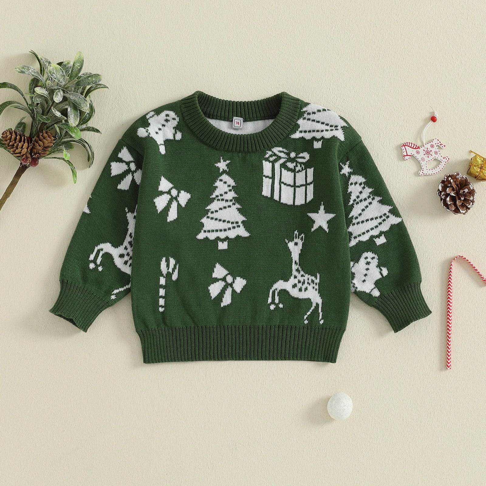Baby Kids Long Sleeves Christmas Design Winter Sweater