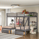 Complete Over Triple Bunk Bed with Drawers For Kids childrensterritory