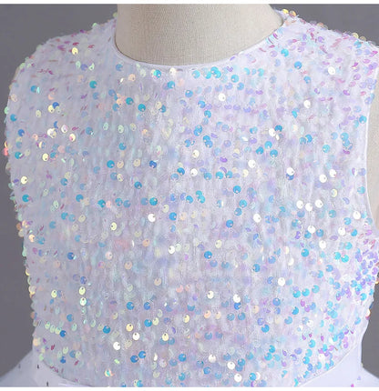 Kids Girls Sequins Design Fluffy Princess Party Trailing Dresses