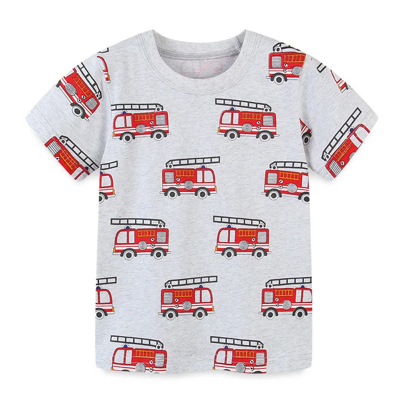 Little Boys Cartoon Excavator Pattern Cotton T-Shirts childrensterritory