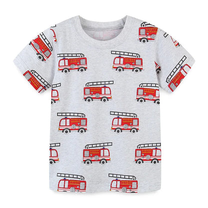 Little Boys Cartoon Excavator Pattern Cotton T-Shirts childrensterritory