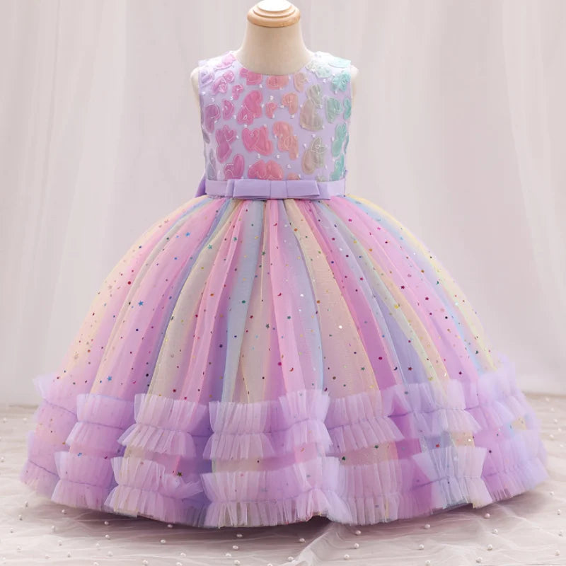 Little Girls Colorful Embroidered Sequin Evening Dresses childrensterritory