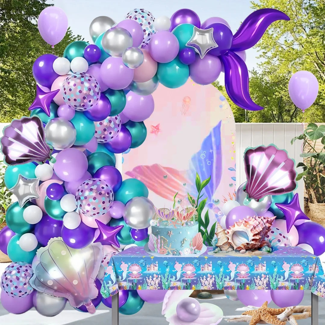 106Pcs Little Mermaid Theme Party Balloon Arch Decorations