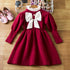 Little Girls Bow-Decorated Woolen Dress for New Year childrensterritory
