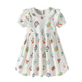 Kids Girls Cartoon Flowers Embroidery Cotton Dresses