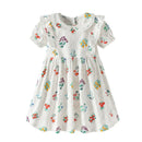 Kids Girls Cartoon Flowers Embroidery Cotton Dresses