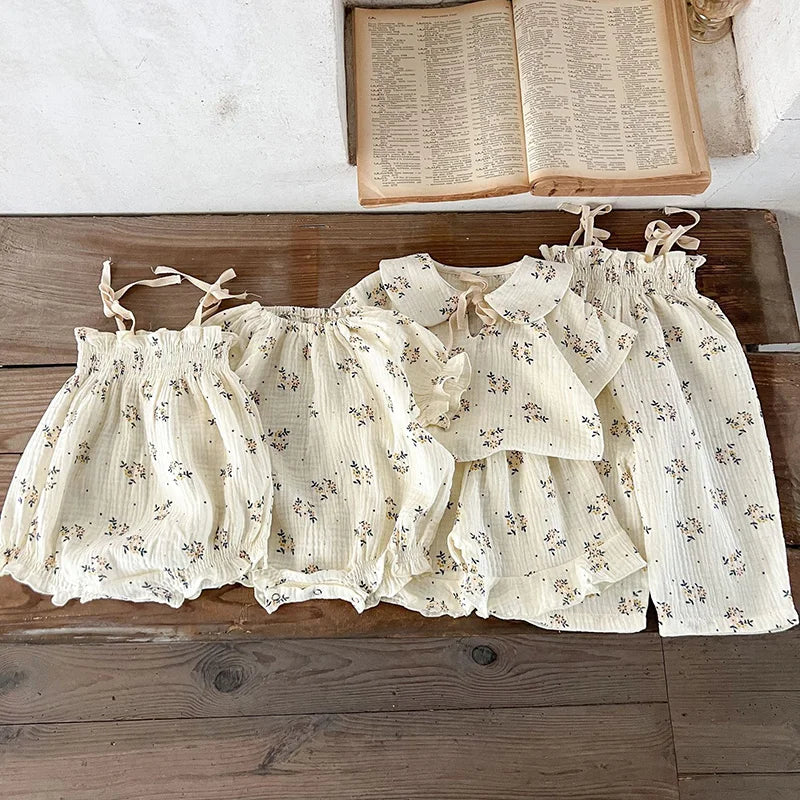 Baby Girls Korean Style Printed Summer Cotton Clothes Set childrensterritory