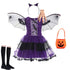 Kids Girls Vampire Witch Party Dress with Bag Headband Wings childrensterritory