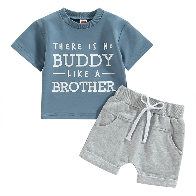Letters Print Loose Tops Short Pants Baby Boy 2Pcs Outfit childrensterritory