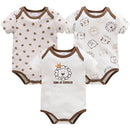 3PCS/Lot Newborn Baby Cartoon Printed Summer Romper