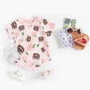 Baby Cartoon Print Short Sleeve Cotton Bodysuits childrensterritory