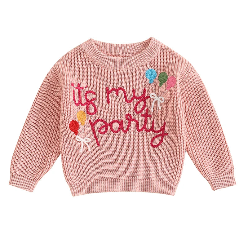 Toddler Girls Letter Print Knitted Warm Autumn Sweaters