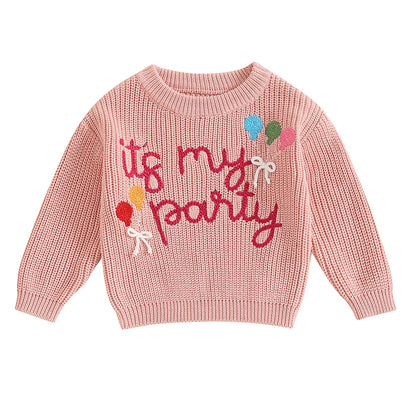 Toddler Girls Letter Print Knitted Warm Autumn Sweaters