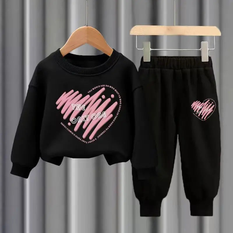 Heart Print 2 Pcs Warm Tracksuits for Kids childrensterritory