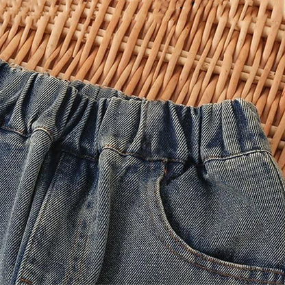 High Waist Wide-leg Kids Girls Denim Trousers childrensterritory