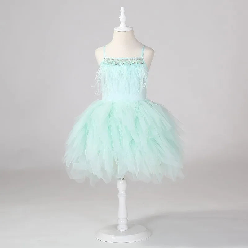 Sleeveless Lace Design Princess Dresses For Girls