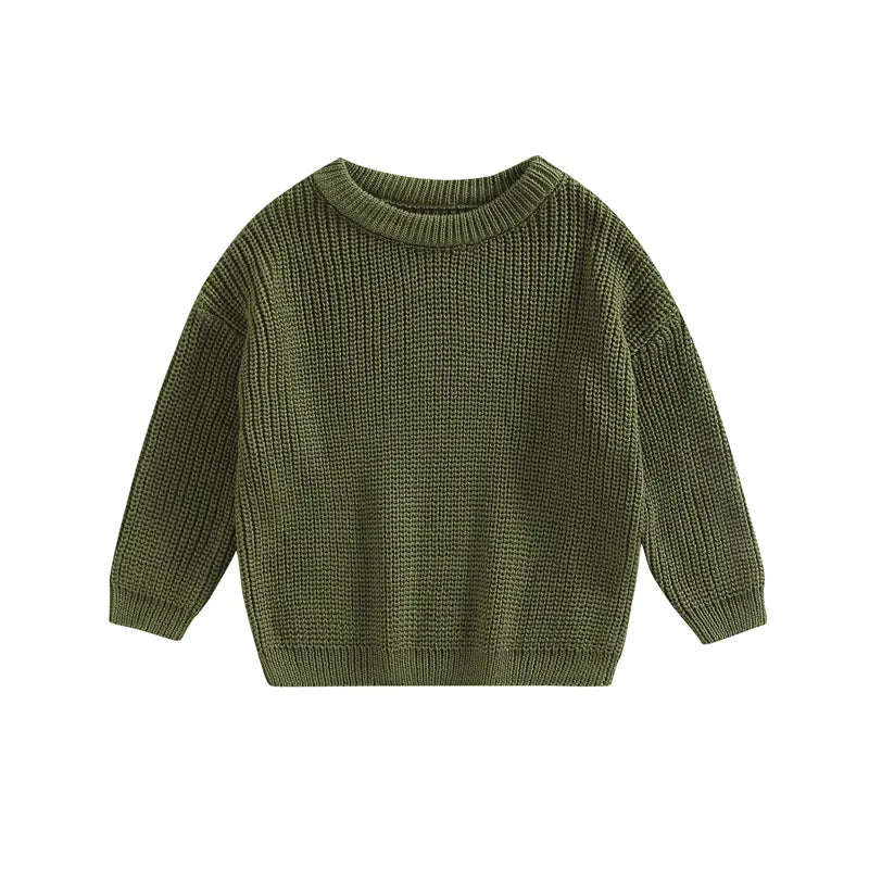 Baby Boys Girls Solid Color Long Sleeve Knit Sweaters childrensterritory