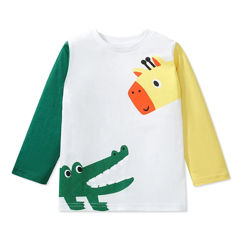 Kids Boys Cartoon Fox Embroidered Cotton T-shirts childrensterritory