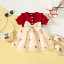 Baby Girls Bow Design Short Sleeves Summer Dresses