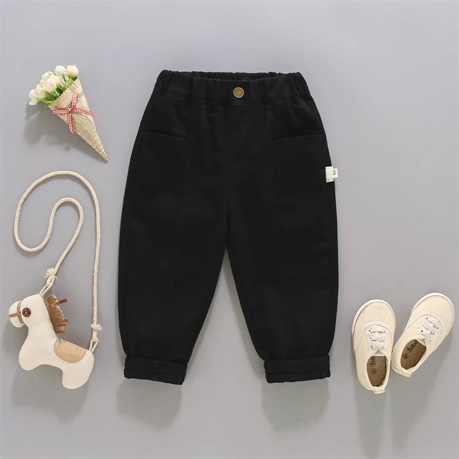 Little Boys Solid Color Casual Pants For Spring Autumn childrensterritory