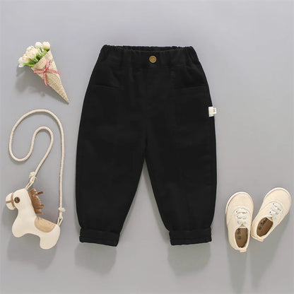 Little Boys Solid Color Casual Pants For Spring Autumn childrensterritory