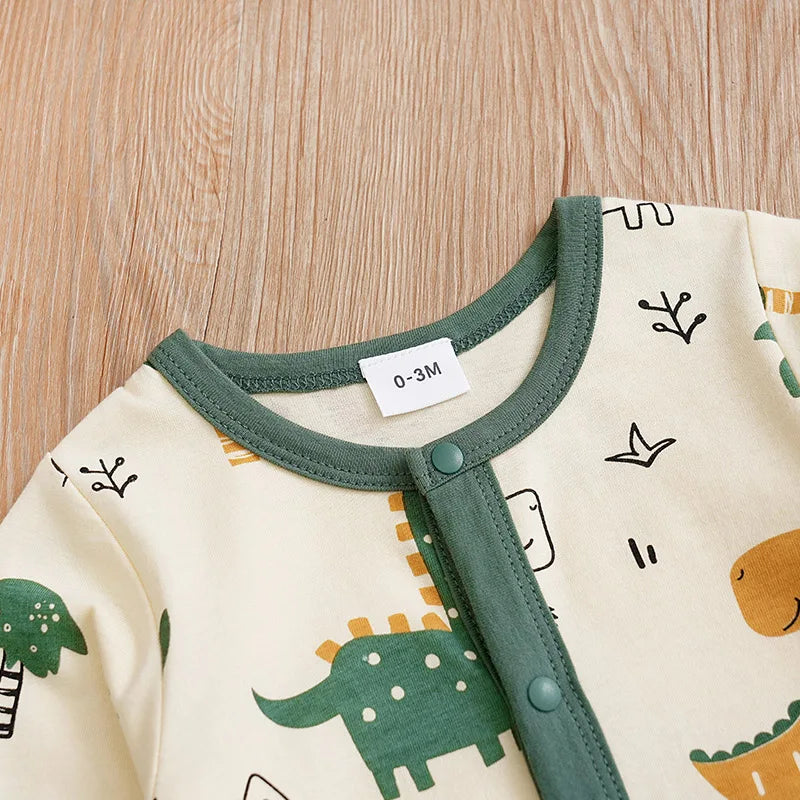 One Piece Dinosaur Print Cotton Baby Romper