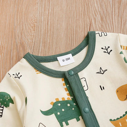 One Piece Dinosaur Print Cotton Baby Romper