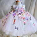 Elegant 3D Flower Butterfly Design Formal Party Dresses childrensterritory