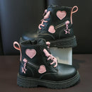Kids Girls Soft Sole Rubber Boots with Love Side Zip