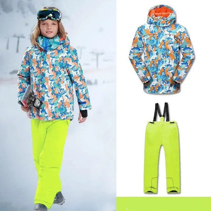 Kids Ski Wear Printed Windproof And Waterproof Clothing Set childrensterritory