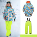 Kids Ski Wear Printed Windproof And Waterproof Clothing Set childrensterritory