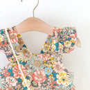 Baby Girls' Fashionable Floral Cotton Dress with Crossbody Bag childrensterritory